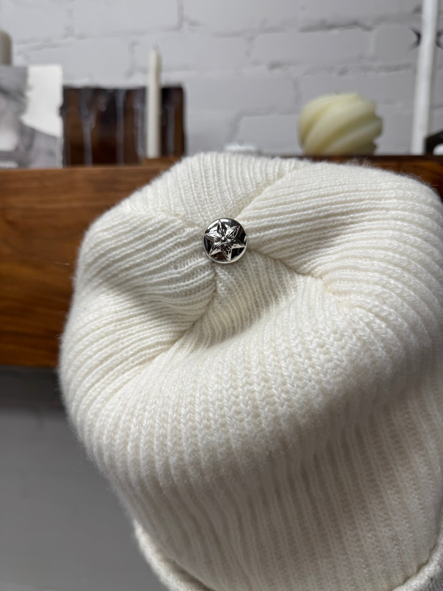 Chrome Hearts ‘Big Daddy’ White CH Logo Cashmere Beanie
