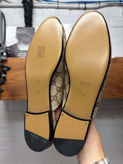 Gucci by Demna Brown Canvas Monogram ‘Princeton’ Horsebit Mules