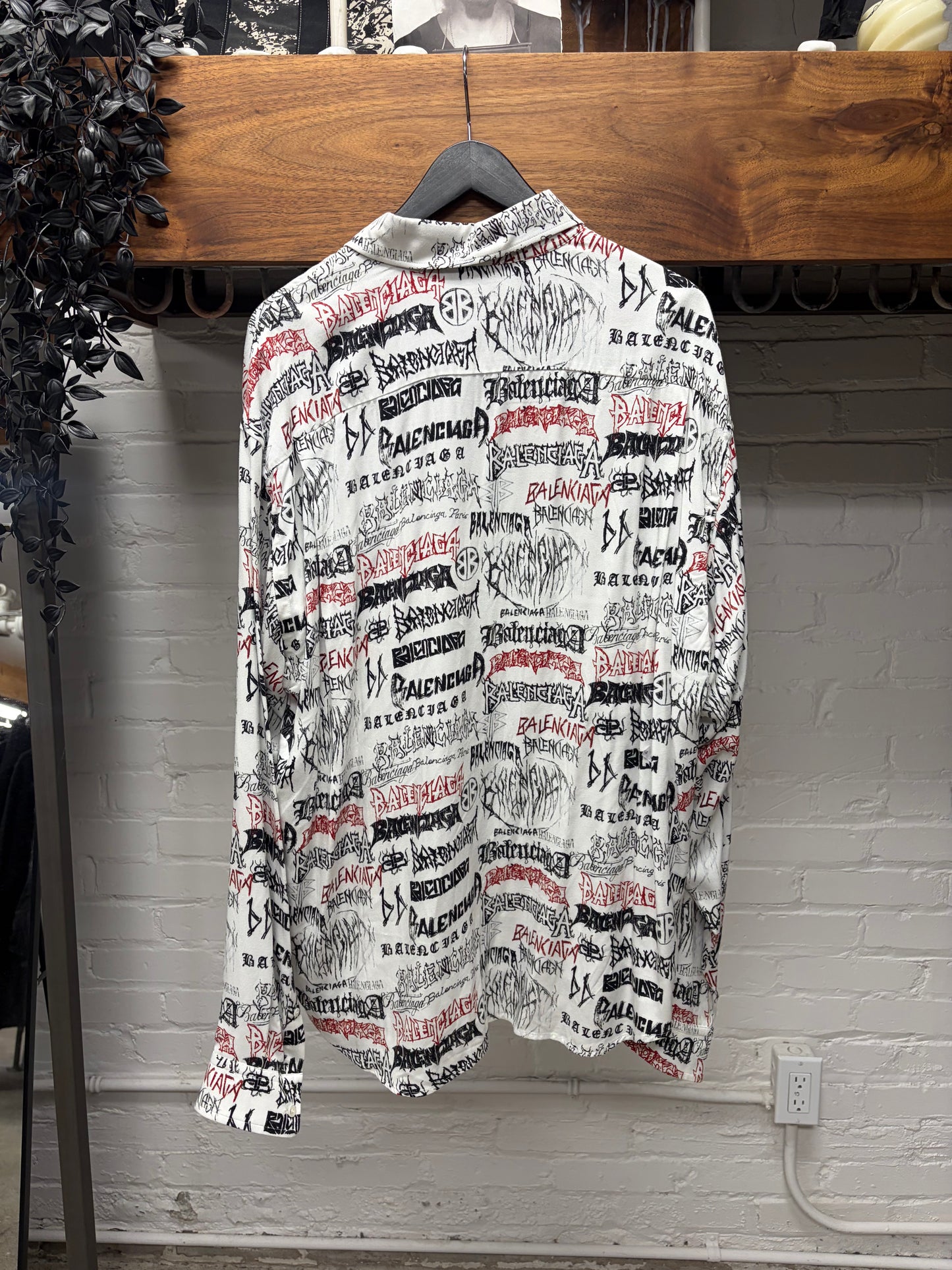 2023 Balenciaga ‘DIY Metal Logo’ White Pyjama Button Up Shirt
