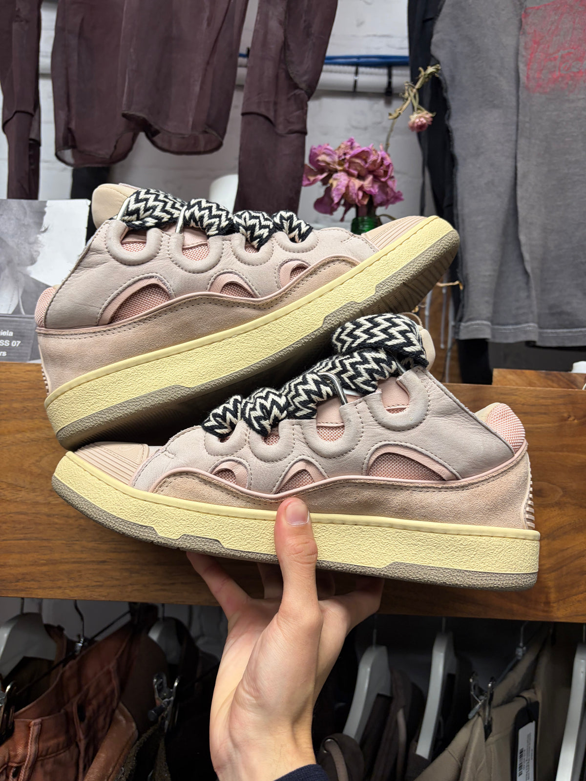 Lanvin Curb Jumbo Lace Low Top Padded Skate Sneakers