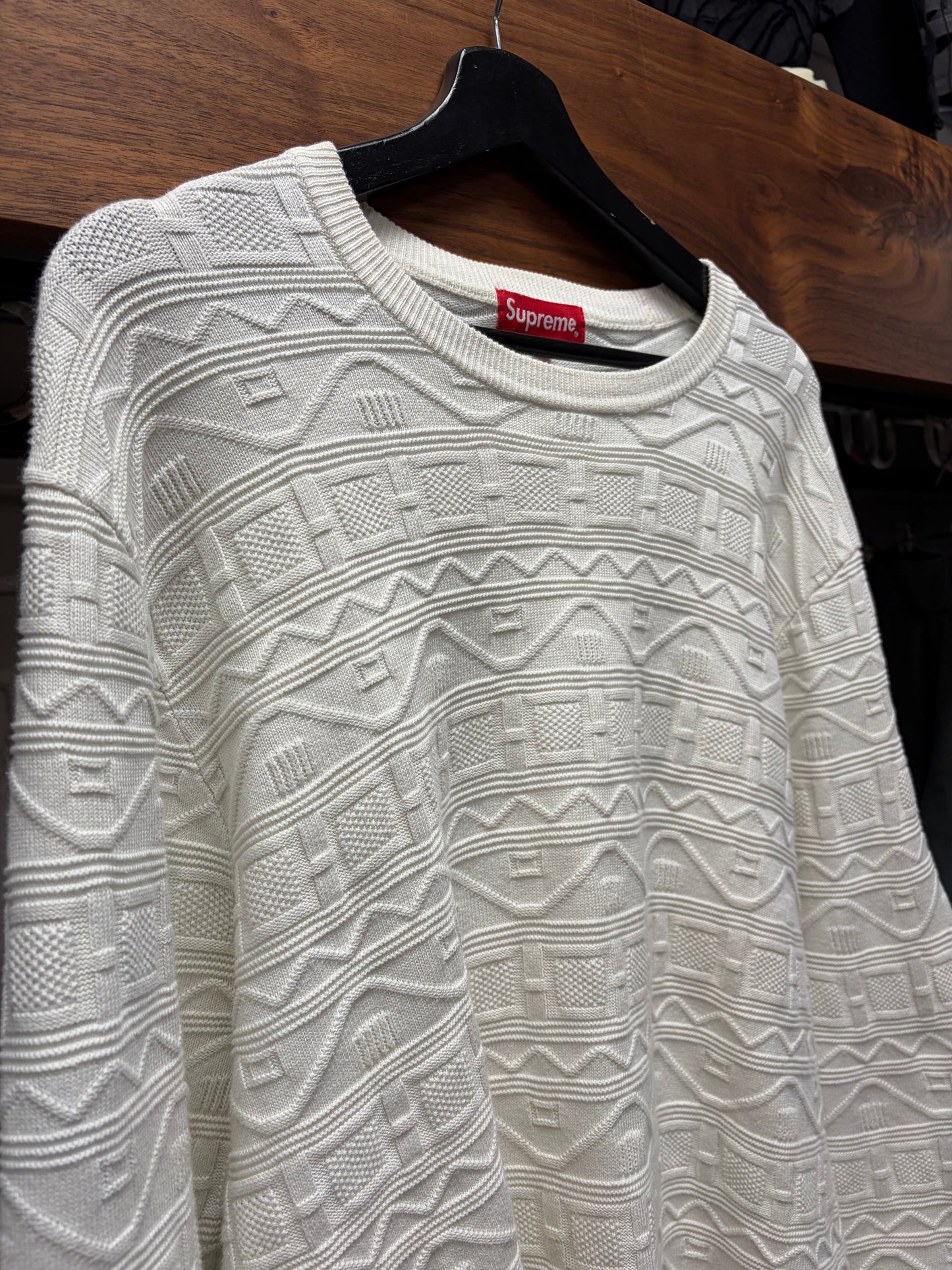 SS2014 Supreme Cream White ‘Jacquard’ Knit Sweater