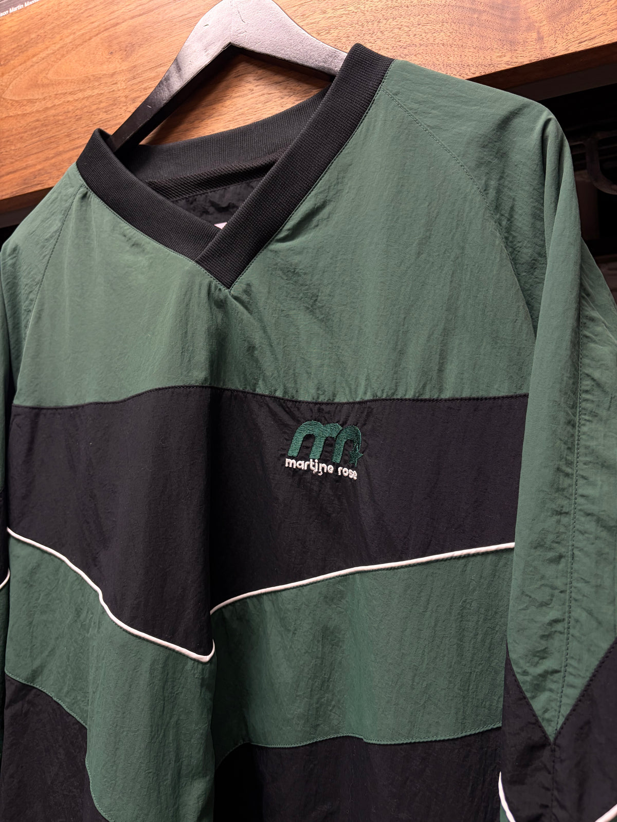 SS2024 Martine Rose Black/Green Rugby Striped Pullover Track Top