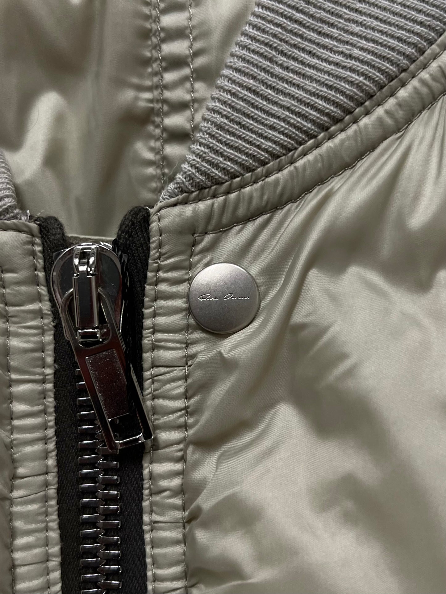 AW2021 Rick Owens ‘Gethsemane’ Milk/Dust Down Filled Bomber Jacket