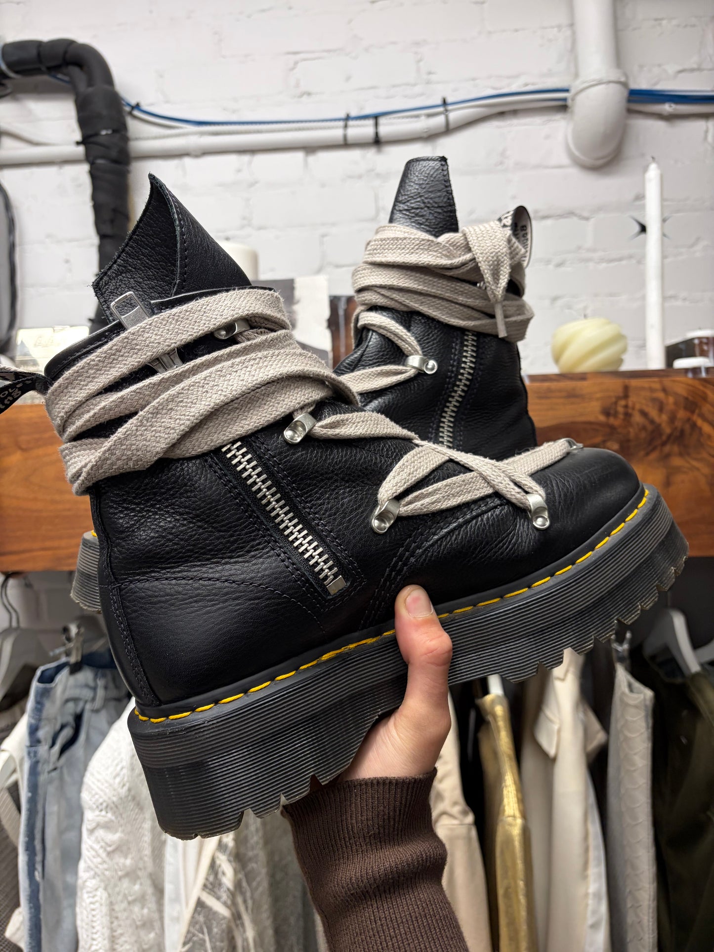 Rick Owens x Doc Martens ‘Pentagram Lace’ 1460 Leather Boots