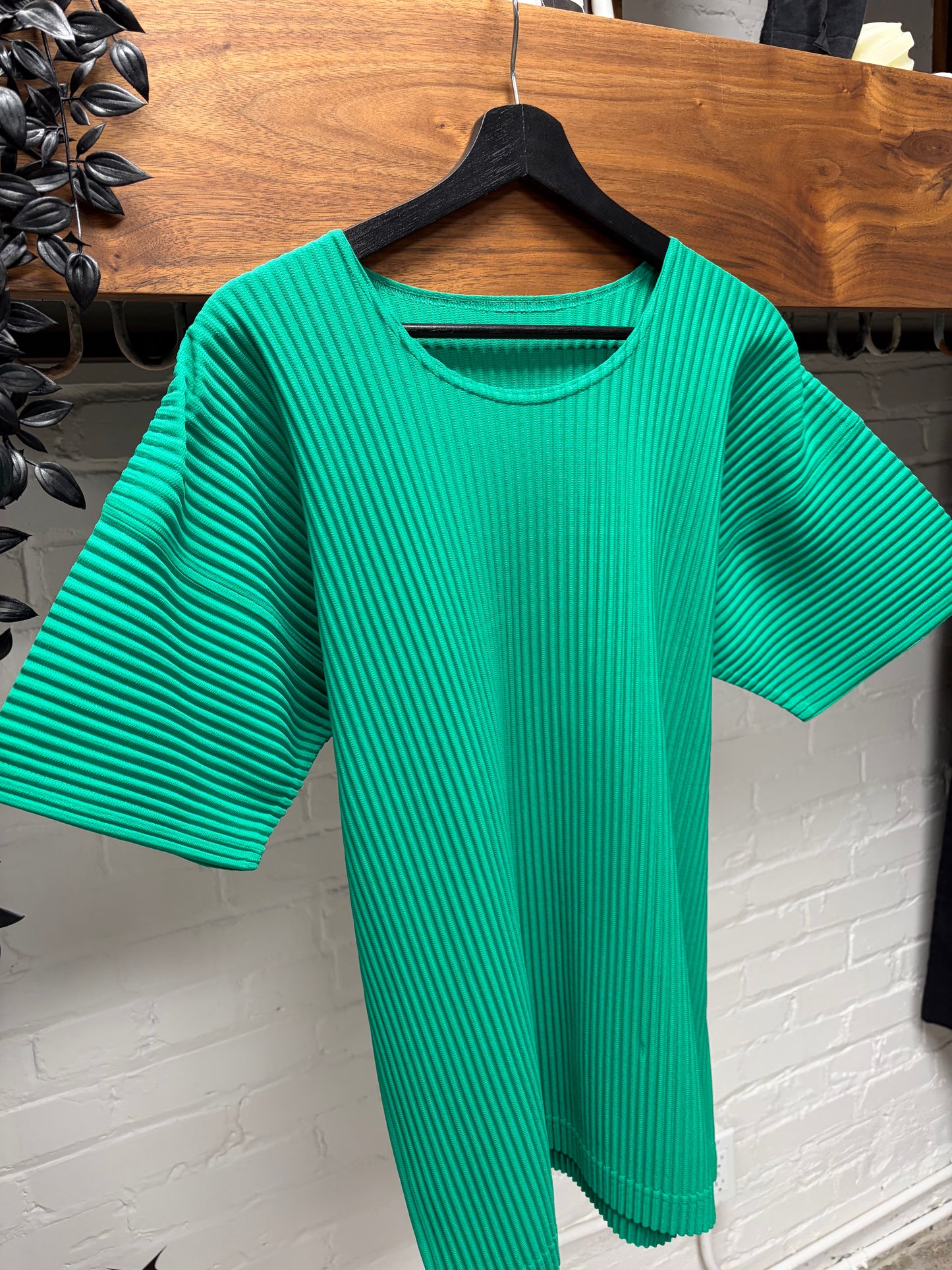 Issey Miyake ‘Homme Plisse’ Green Pleated T-Shirt