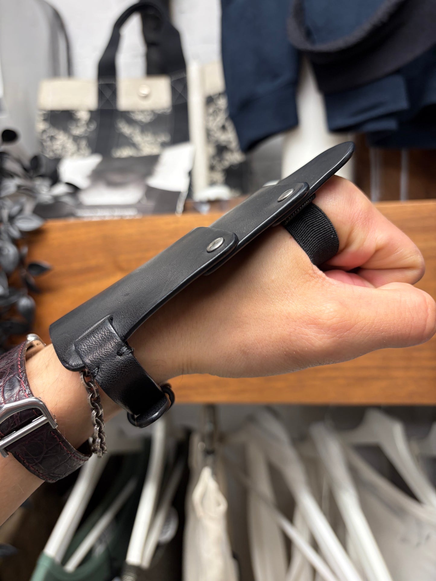 Neil Barrett ‘Armour Plating’ 3 Tiered Leather Bracelet