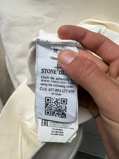Stone Island Embroidered ‘Star Logo’ Cream White Crewneck Sweatshirt