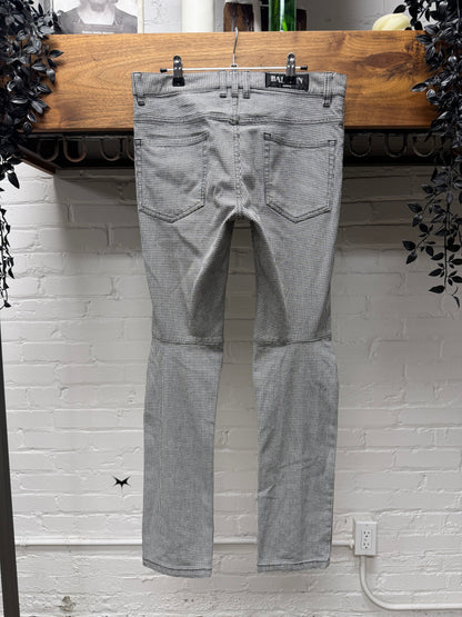 Balmain Black/White ‘Houndstooth’ Patterned Biker Skinny Jeans