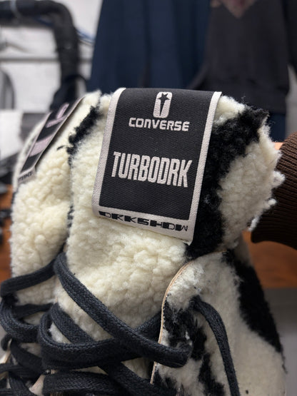 Rick Owens x Converse ‘TubroDRK’ Zebra Shearling High Top Sneakers