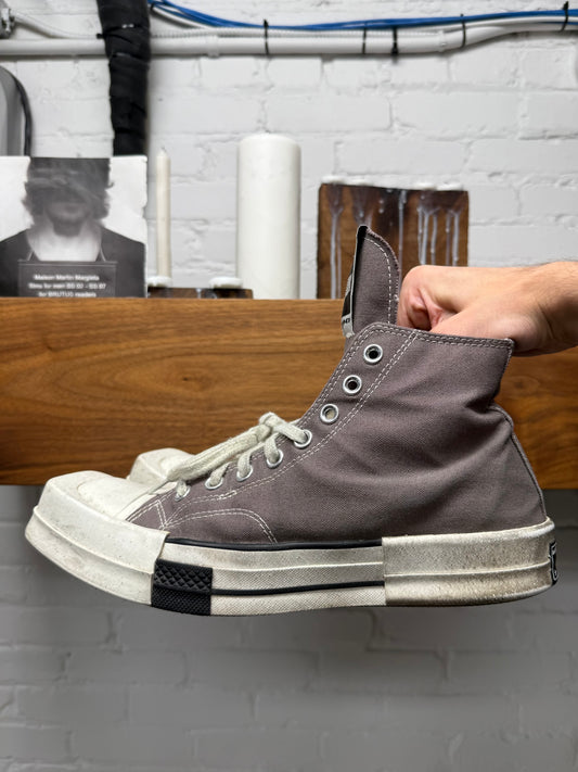Rick Owens x Converse ‘TurboDRK’ Grey Canvas High Top Sneakers