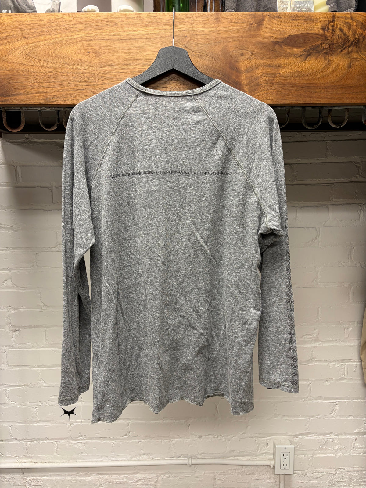 Chrome Hearts Plus Cross ‘Flooded Sleeve’ Grey Henley Cotton Shirt