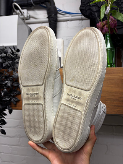 Saint Laurent ‘SL/10H’ White Leather Court High Top Sneakers