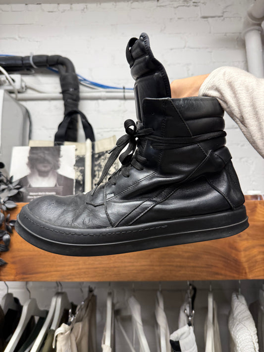 Rick Owens ‘Geobasket’ Black Leather High Top Sneakers