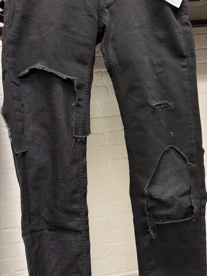 SS2023 Raf Simons Double Layered ‘Zombie’ Reconstructed Black Skinny Jeans