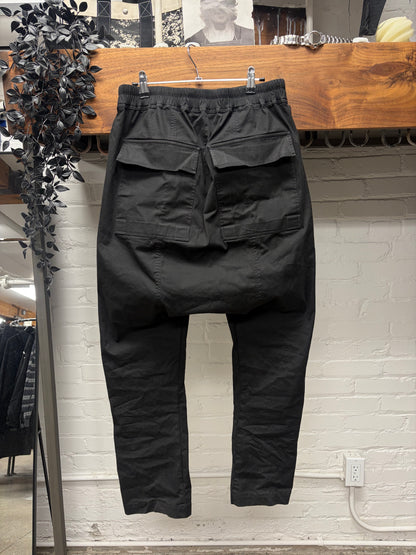 AW2023 Rick Owens ‘Luxor’ Black Drop Crotch Pod Drawstring Pants