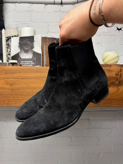 Saint Laurent Black Suede ‘Wyatt’ Chelsea Boots