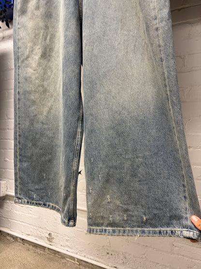 2024 Balenciaga Dirt Washed Blue ‘Skater Cut’ Wide Leg Denim
