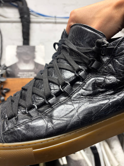 Balenciaga ‘Arena’ Black/Gum Sole Leather High Top Sneakers