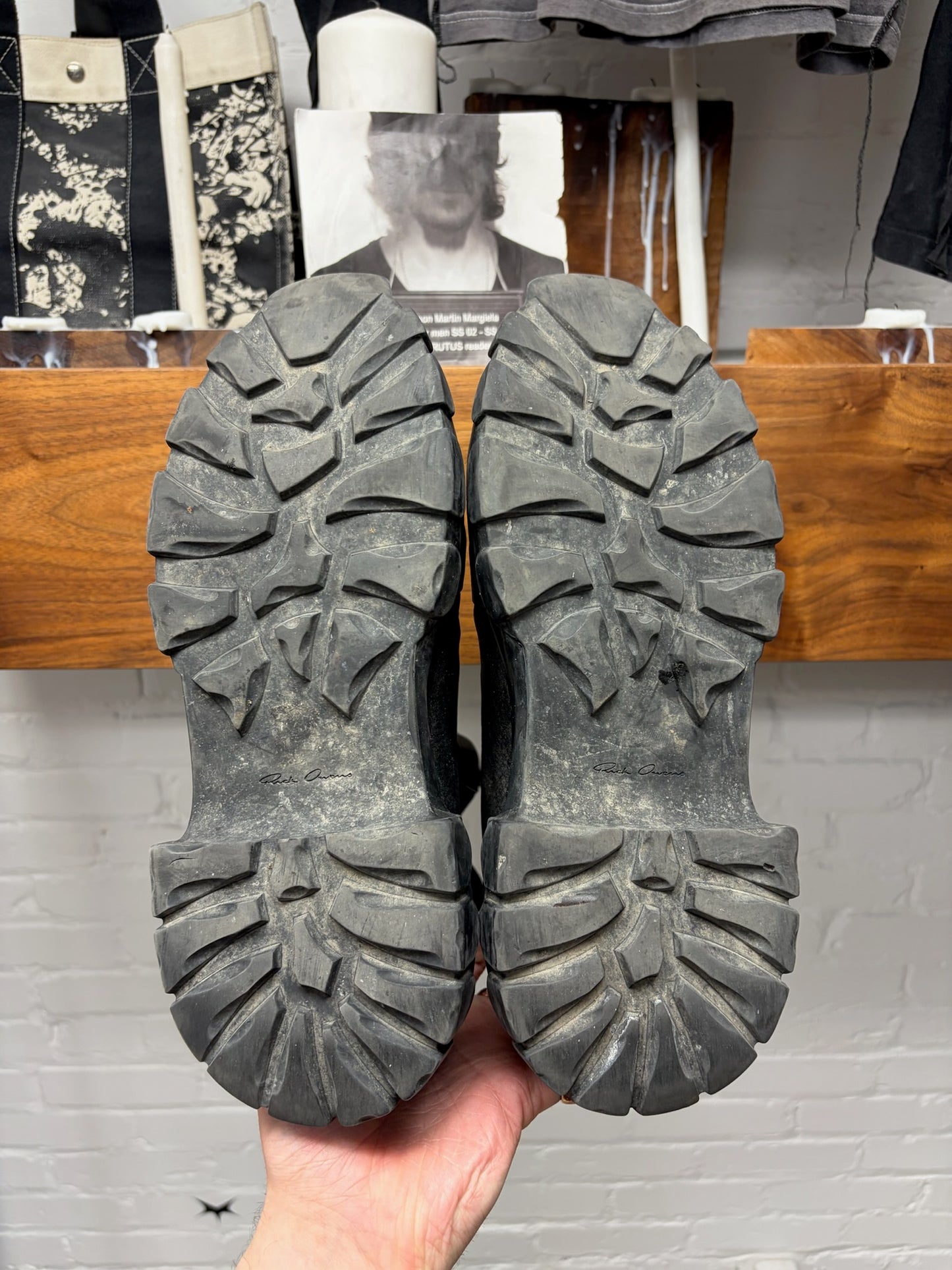 Rick Owens ‘Beetle Bozo’ Black Leather Tractor Sole Boots