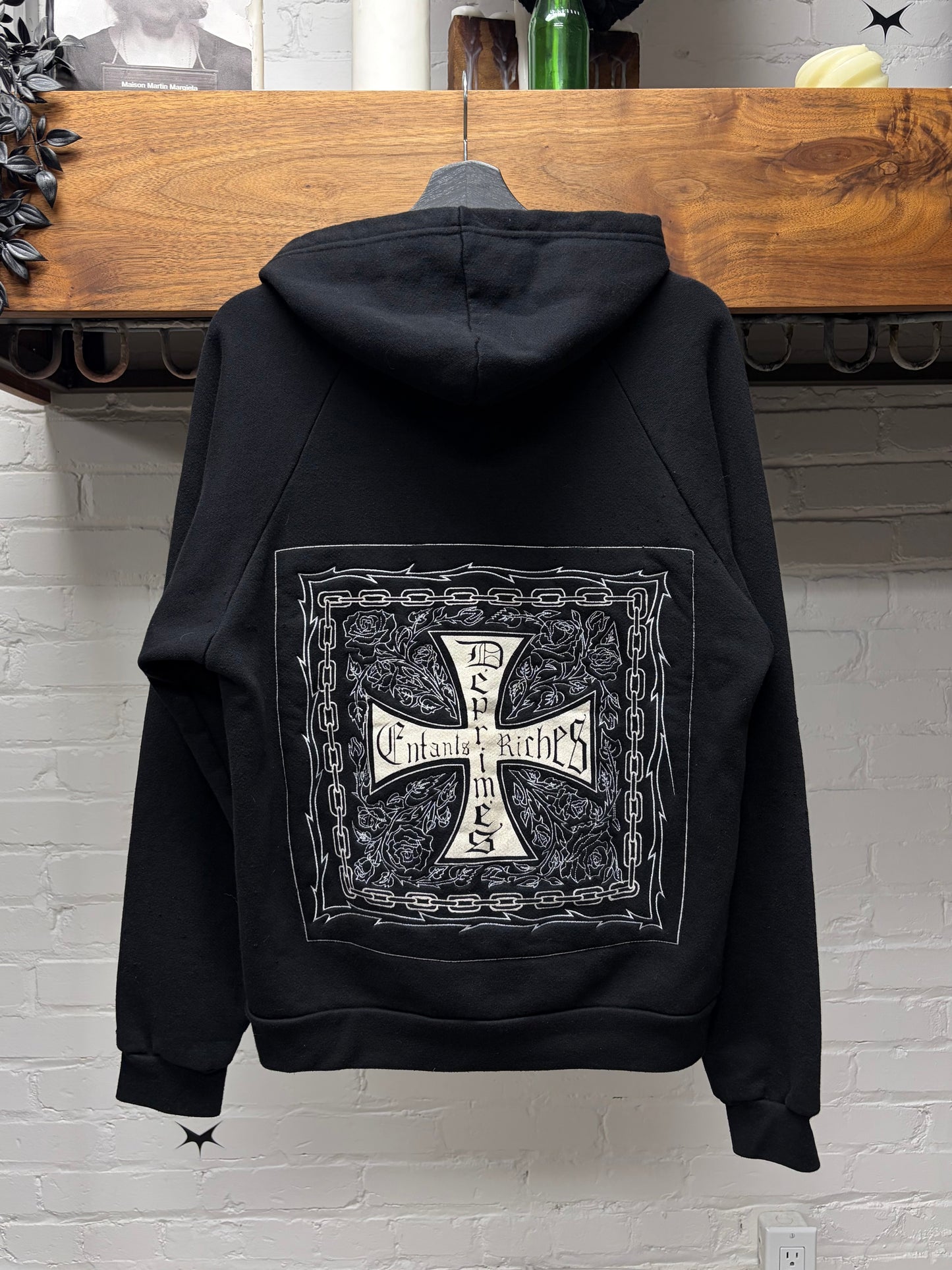 Enfants Riches Deprimes Iron Cross ‘Croix avec Roses’ Chain Black Hoodie