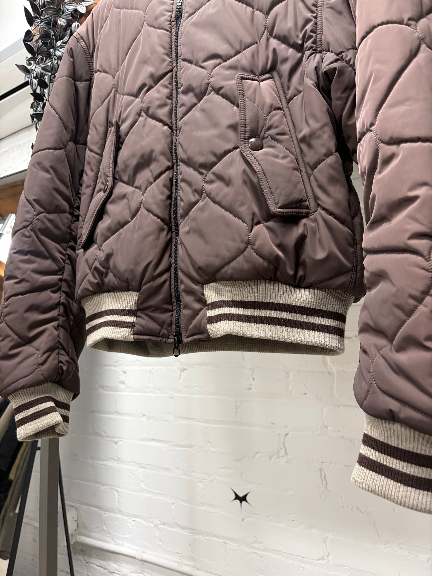 Dries Van Noten Quilted Brown ‘Back-Zip’ Bomber Jacket