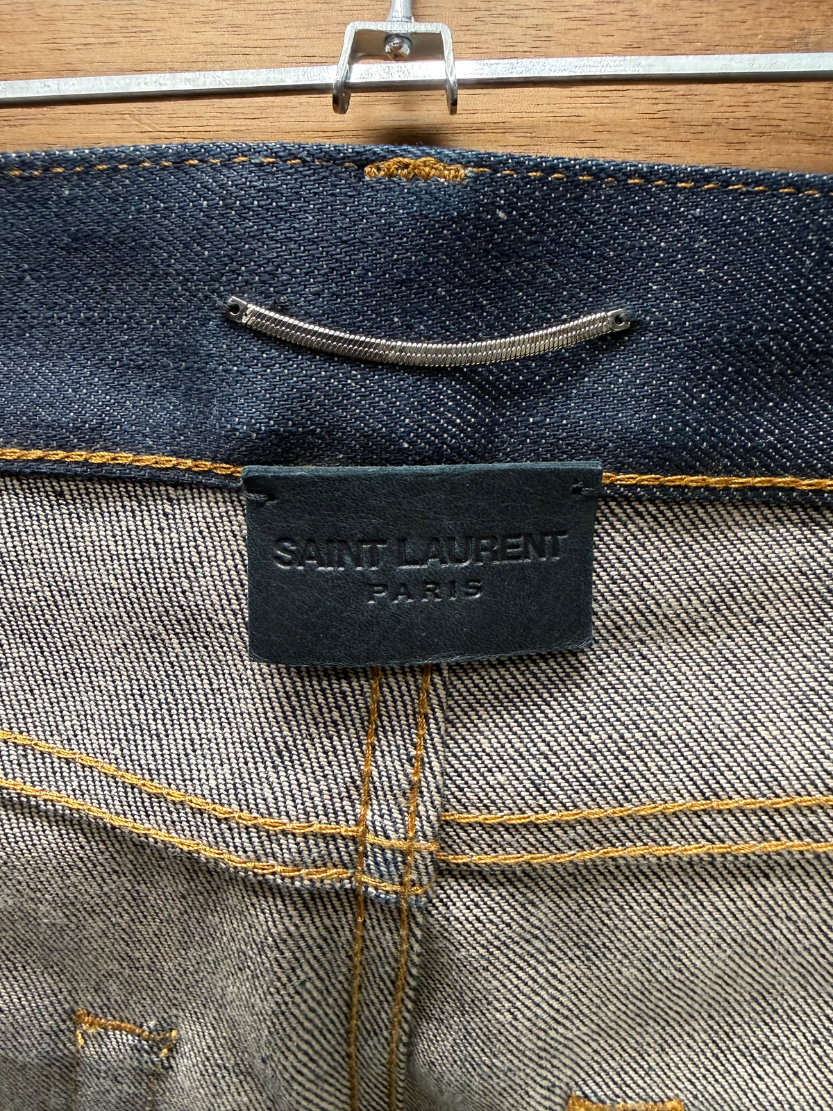 2020 Saint Laurent ‘D18’ Dark Raw Washed Blue Skinny Jeans