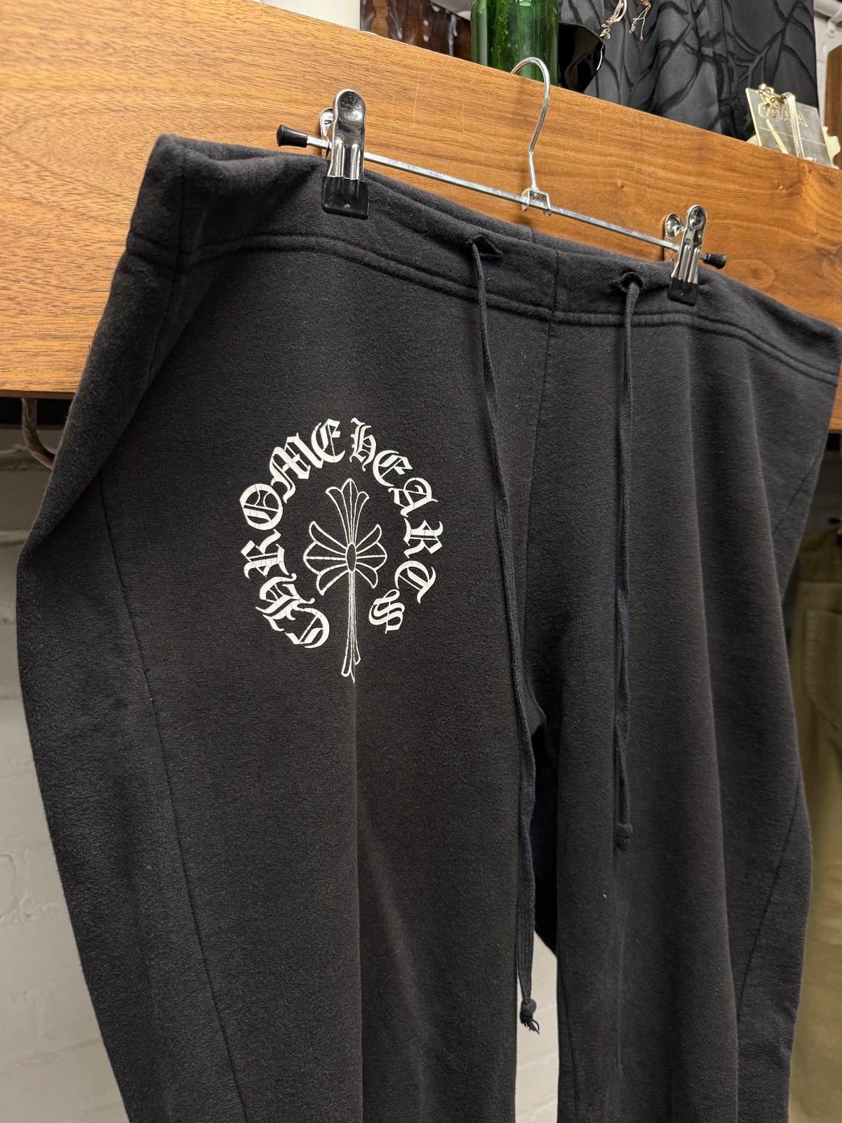 Vintage Chrome Hearts Black ‘T-Bar’ Horseshoe Logo Drawstring Sweatpants