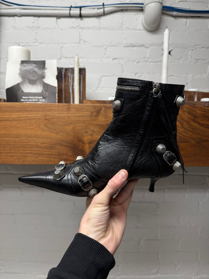 Balenciaga ‘Cagole’ Black Studded Leather Ankle Boots