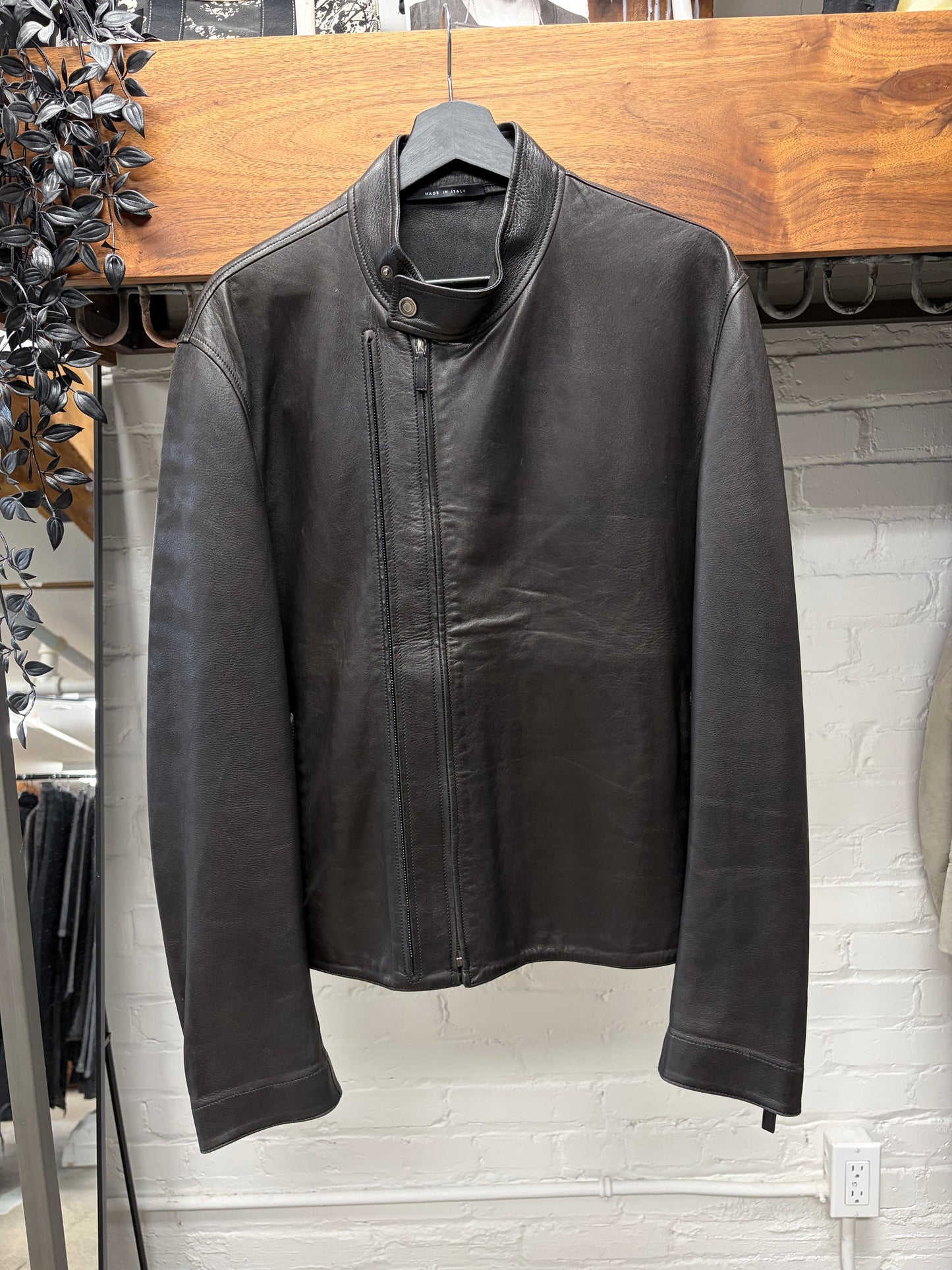 Gucci by Tom Ford Black Lambskin ‘Double Zip’ Moto-Biker Jacket