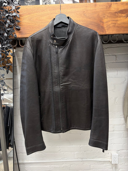 Gucci by Tom Ford Black Lambskin ‘Double Zip’ Moto-Biker Jacket