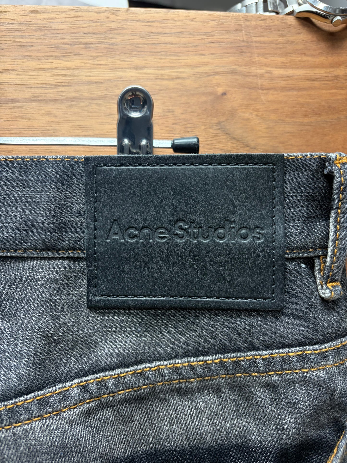 Acne Studios Wide Leg Black Painter Denim