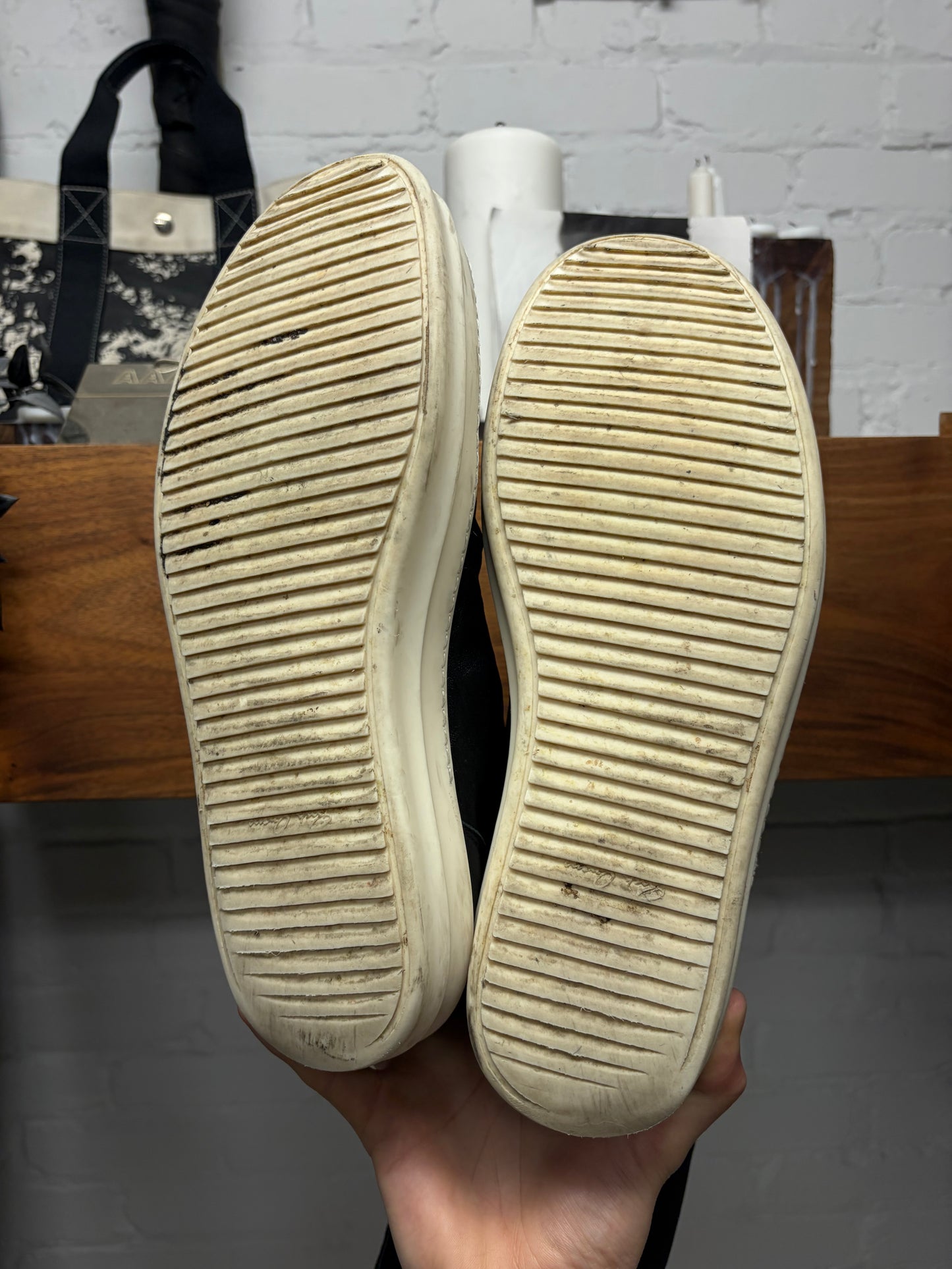 Rick Owens ‘Sock Runner’ Black Lambskin Leather ‘Ramones’ Low Top Sneakers