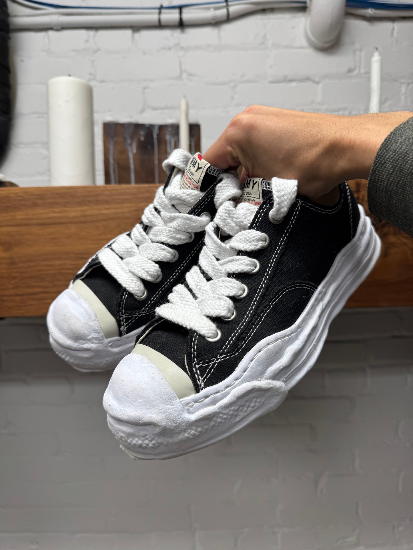 Mihara Yasuhiro ‘Melted’ Converse Black Canvas Low Top Sneakers