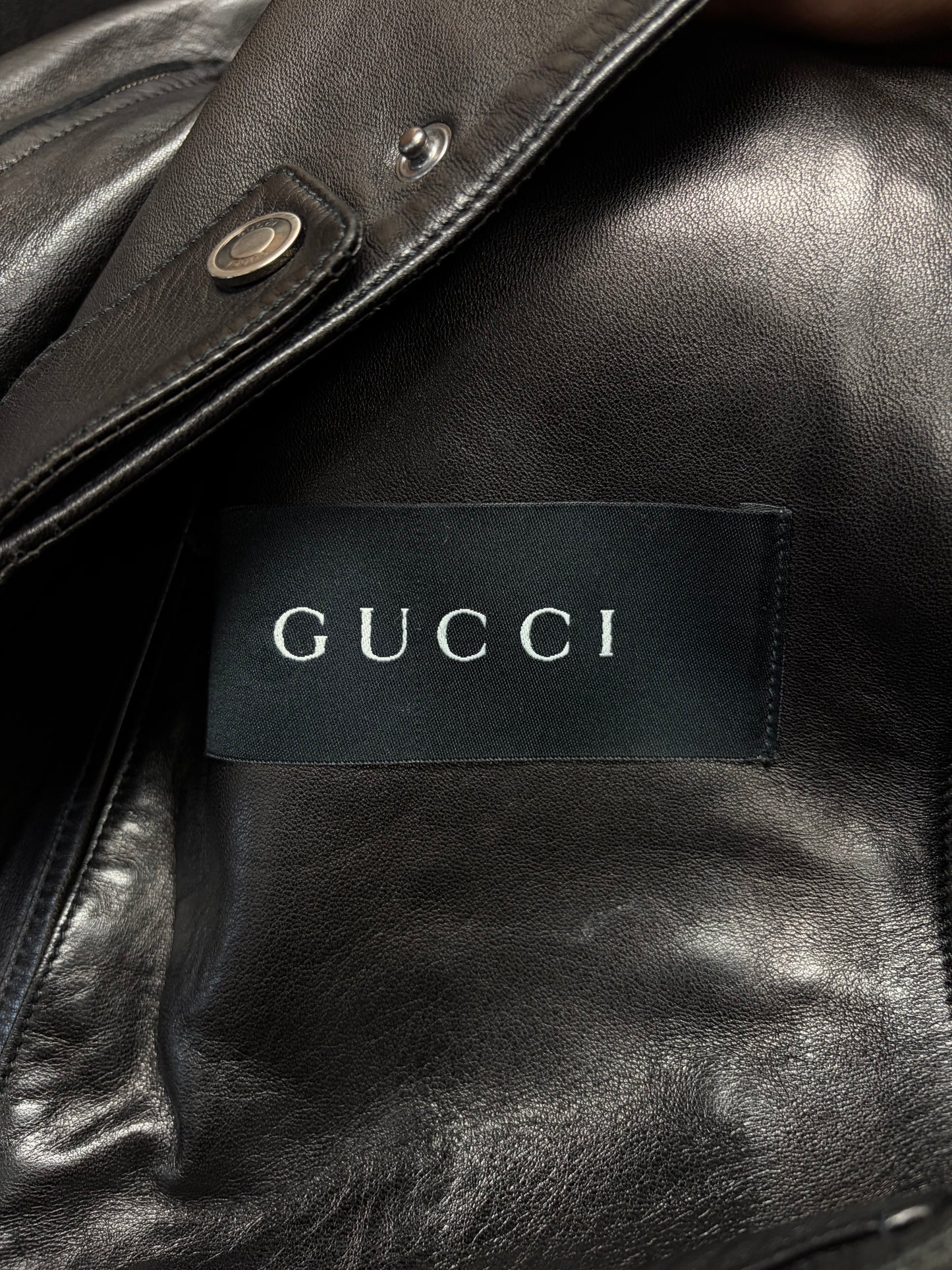 Gucci by Tom Ford Black Lambskin ‘Double Zip’ Moto-Biker Jacket