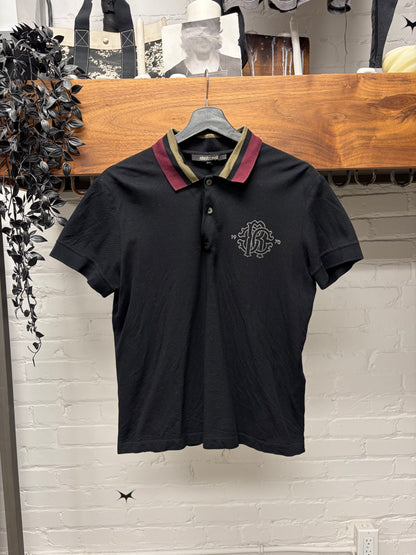Roberto Cavalli ‘RC Crest’ Embroidered Logo Red/Gold Polo