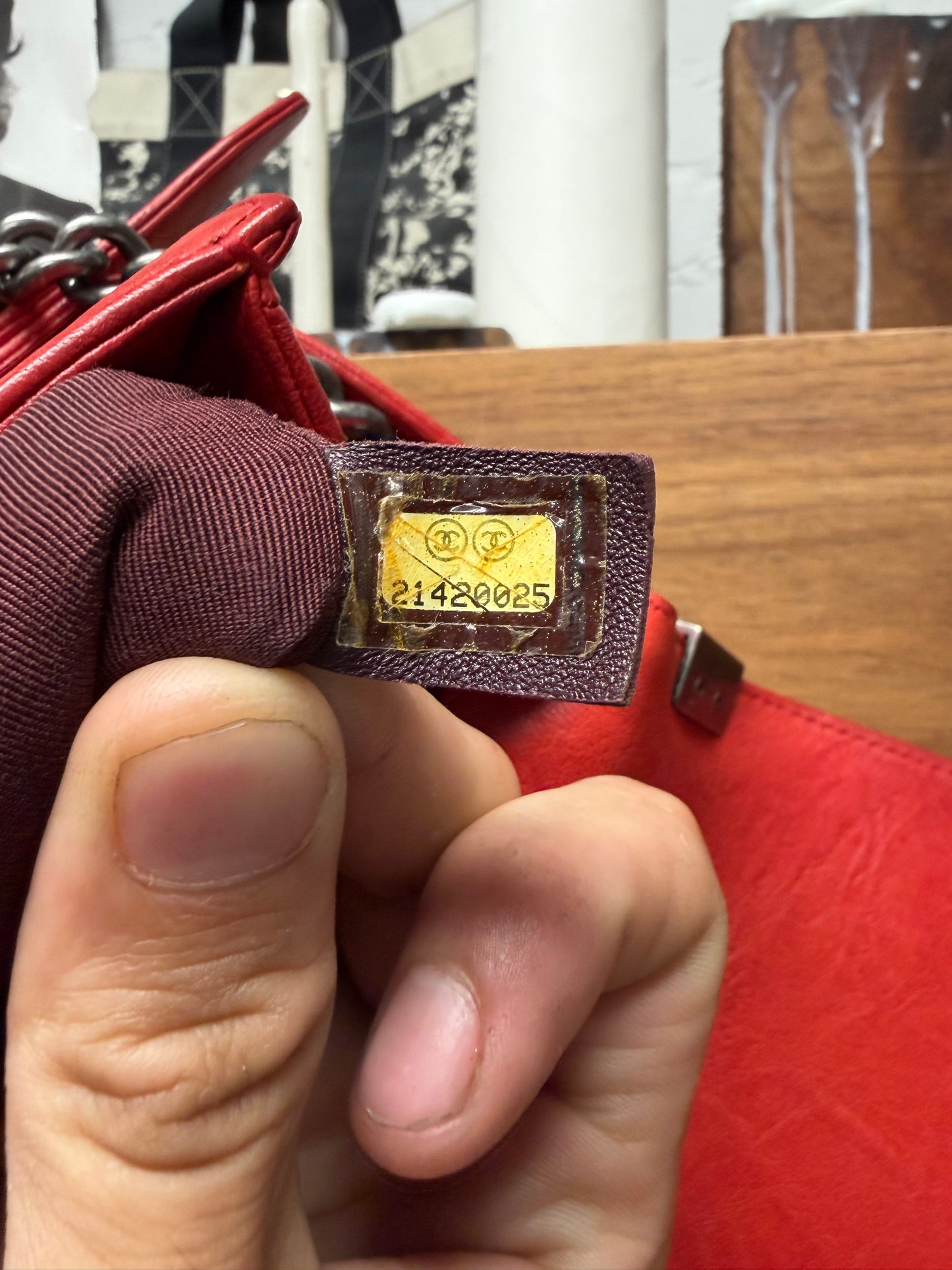 Chanel ‘Studded’ Red Quilted Leather Medium Boy Bag with Chain Crossbody Strap