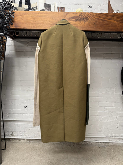 1/12 AW2017 Rick Owens ‘Glitter’ Runway Panelled Wool/Cotton Full Length Coat