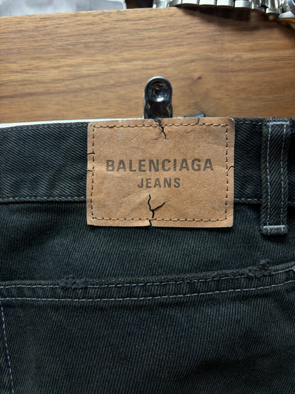 Balenciaga ‘Destroy’ Dirt Washed Black Distressed Flared Denim