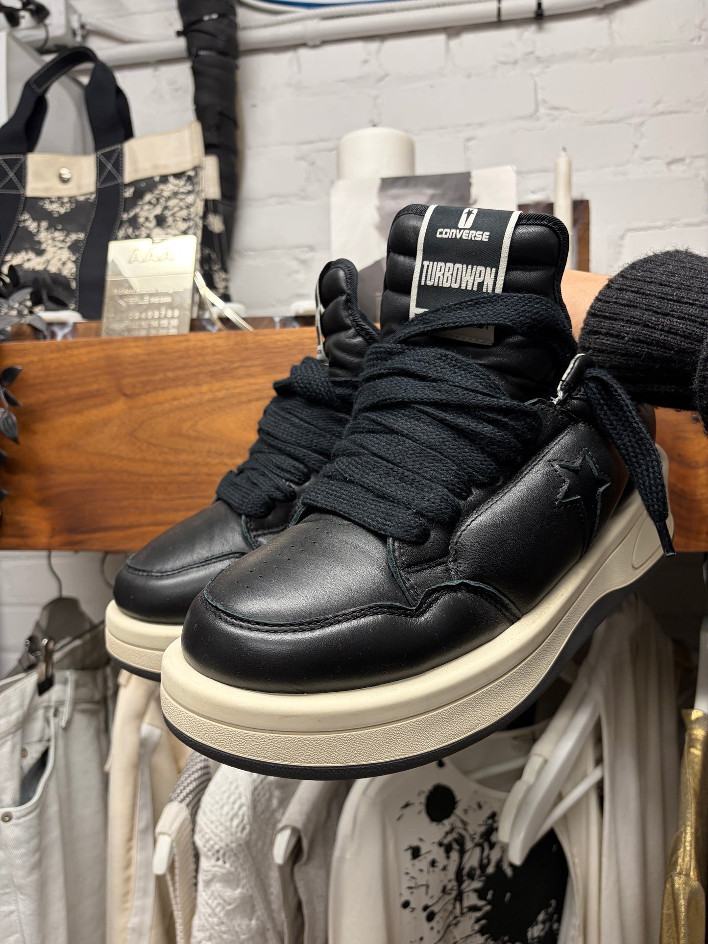 Rick Owens ‘TurboPWN’ Black Leather Low Top Sneakers