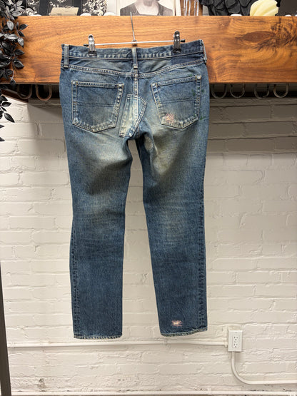 SS2005 Undercover ‘But Beautiful’ 60 Red Yarn Distressed Blue Denim