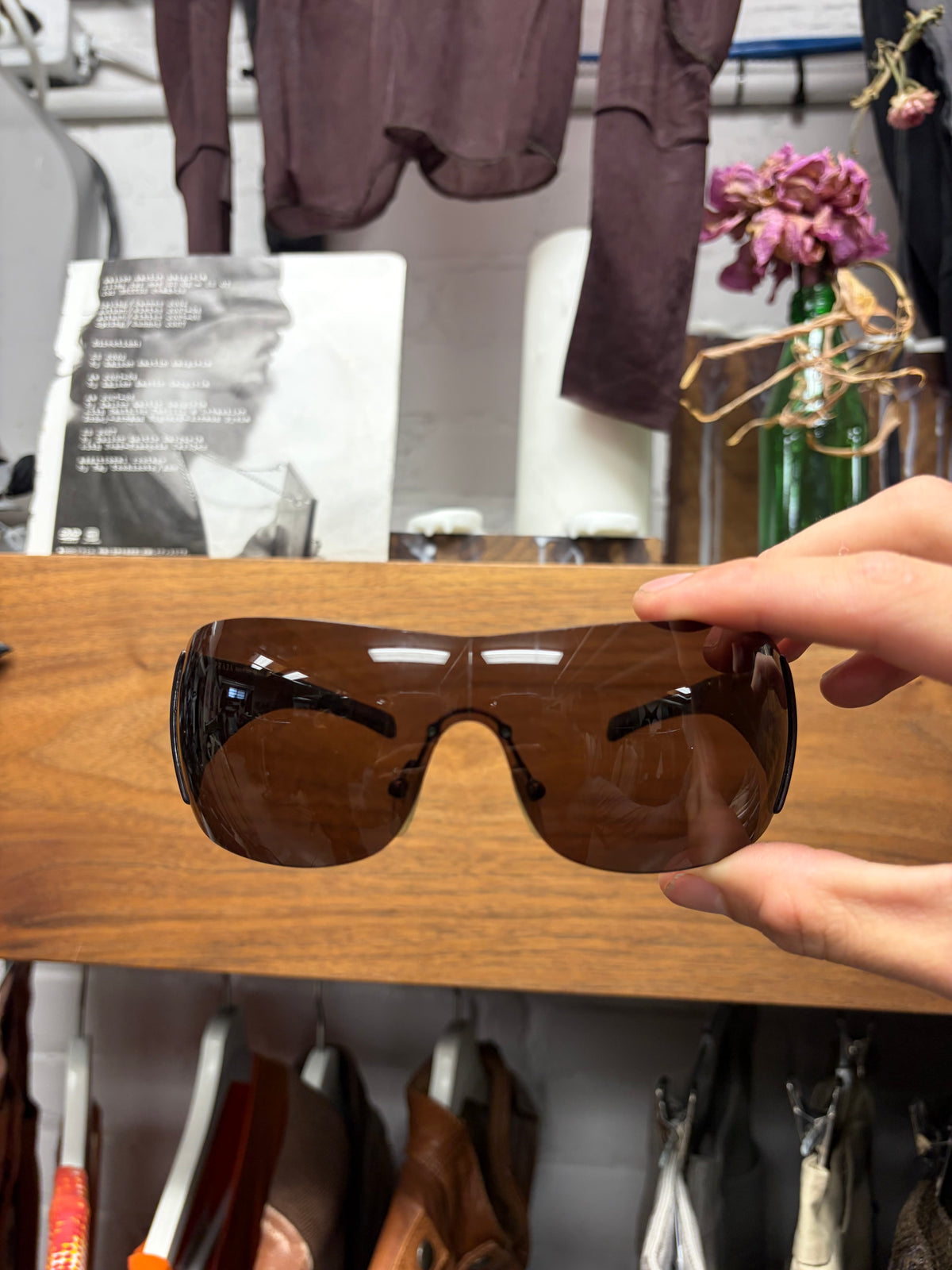 Prada Sport ‘Linea Rossa’ Brown Shield Wrap Sunglasses