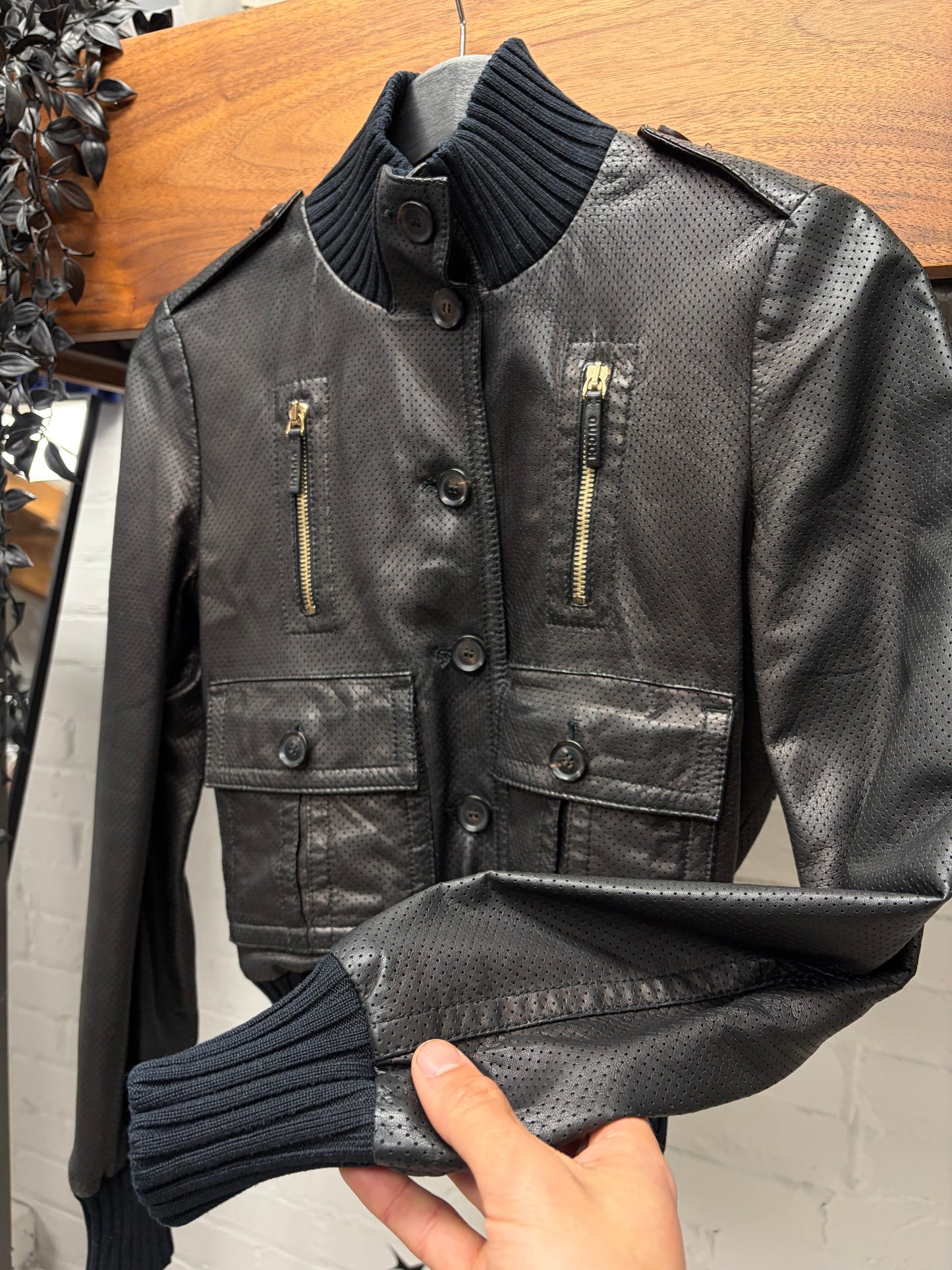 SS2005 Gucci by Frida Giannini Black Lambskin Leather Bomber Jacket