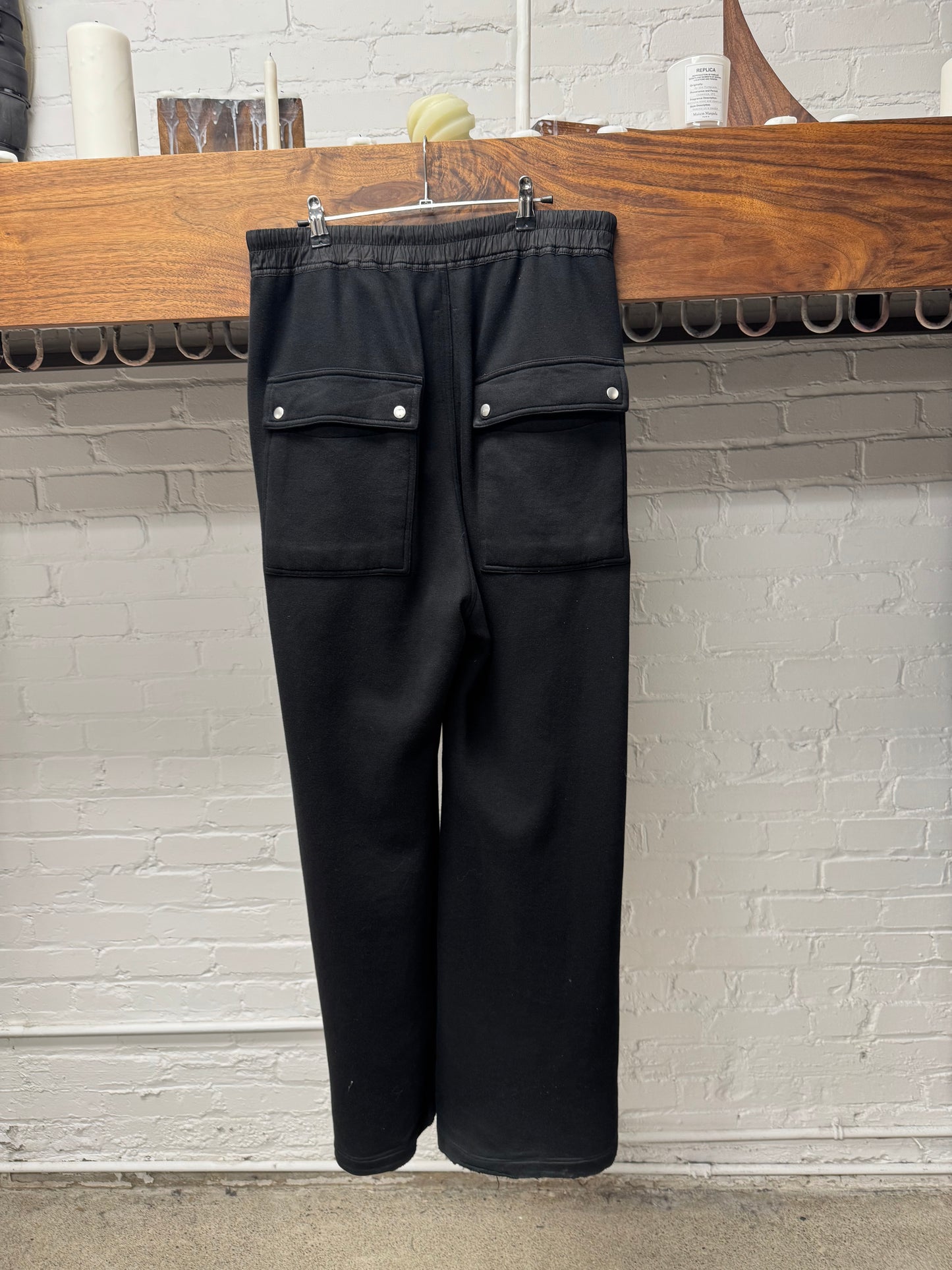 Rick Owens ‘Bela’ Black Cotton Wide Leg Drawstring Sweatpants
