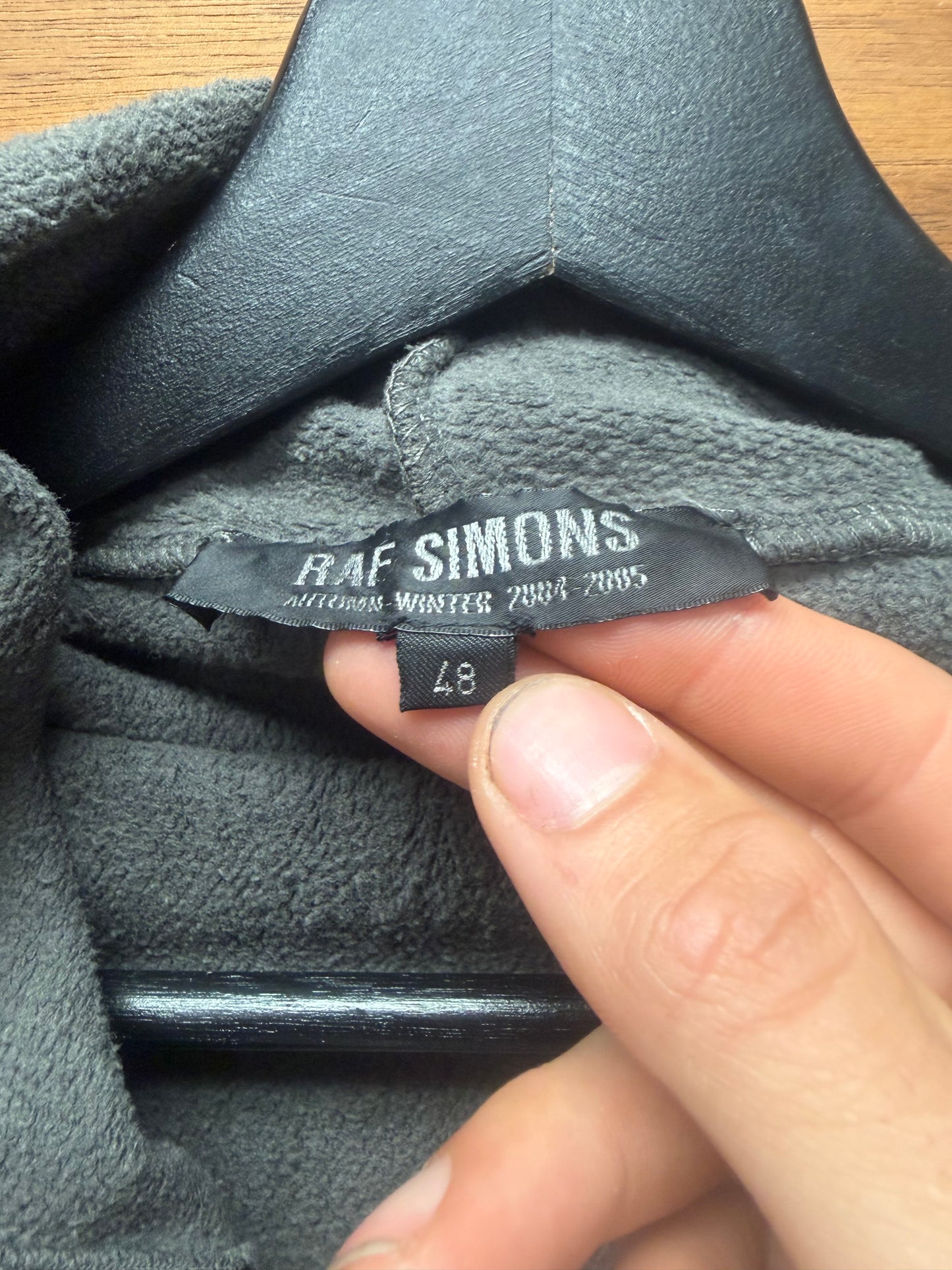AW2004 Raf Simons ‘Waves’ Faded Grey Zip-Up Cloaked Hoodie