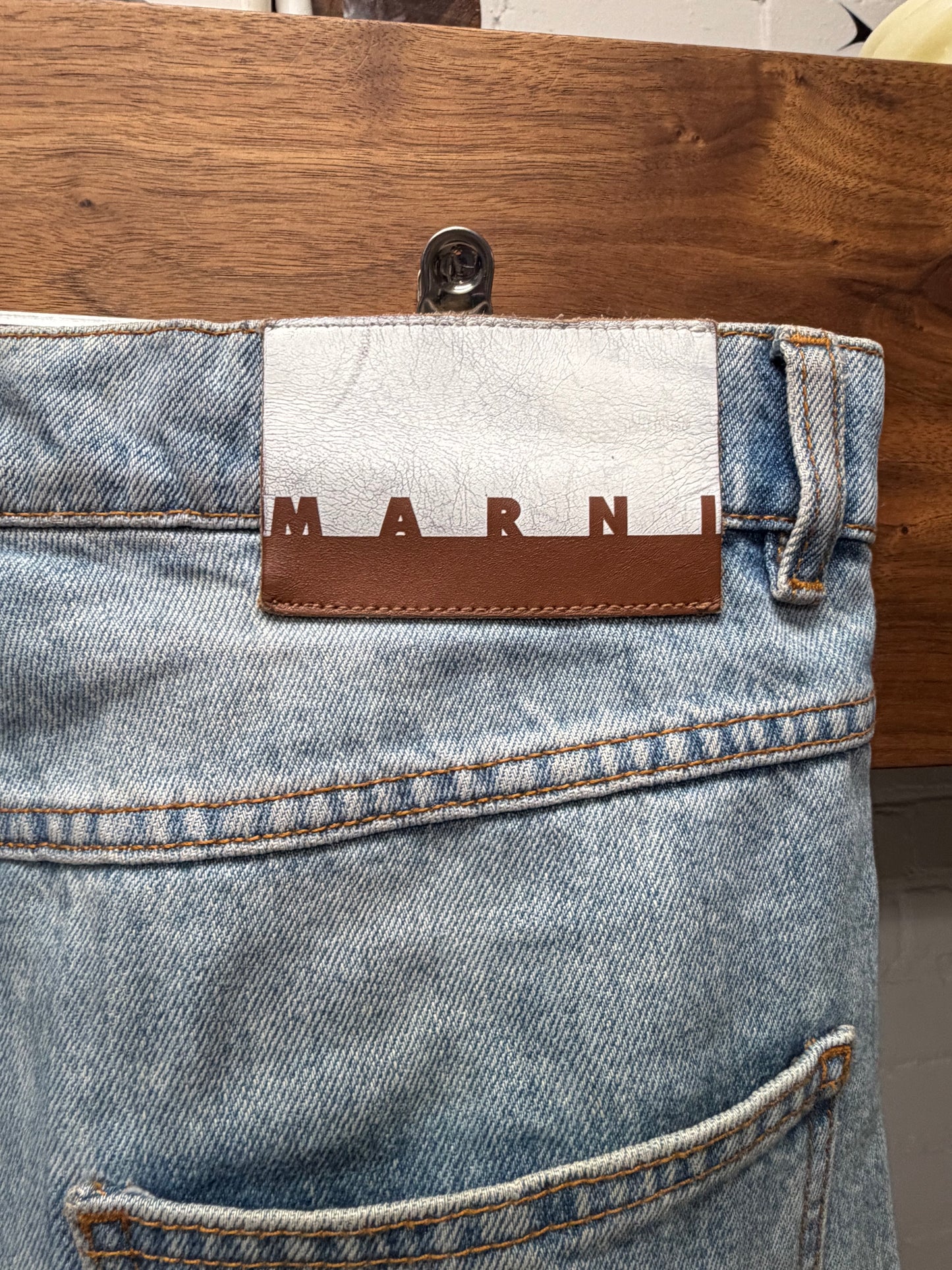 Marni Mohair Patch Straight Leg Washed Blue Denim