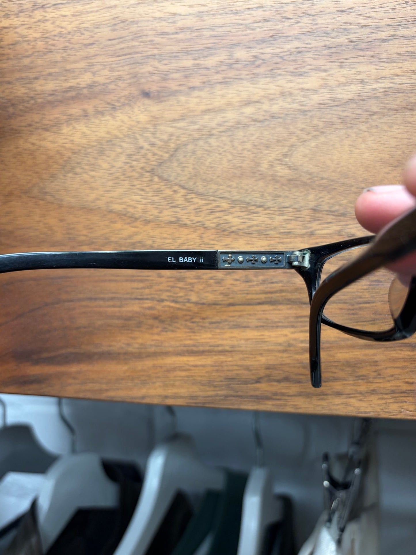 Chrome Hearts ‘Steel Baby’ Black/925 Silver Cross Glasses Frames