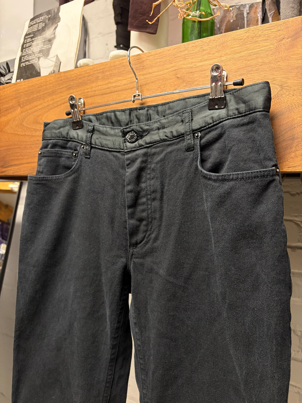 1997 Helmut Lang ‘Cummerbund’ Switching Waistband Black Skinny Jeans
