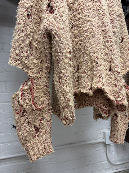 Doublet 1/23 Beige/Red ‘Damaged’ Oversized Knit Sweater