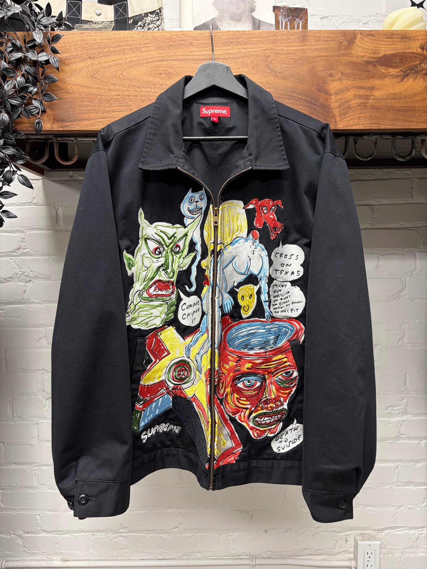 SS2020 Supreme x Daniel Johnston Embroidered Black Work Jacket
