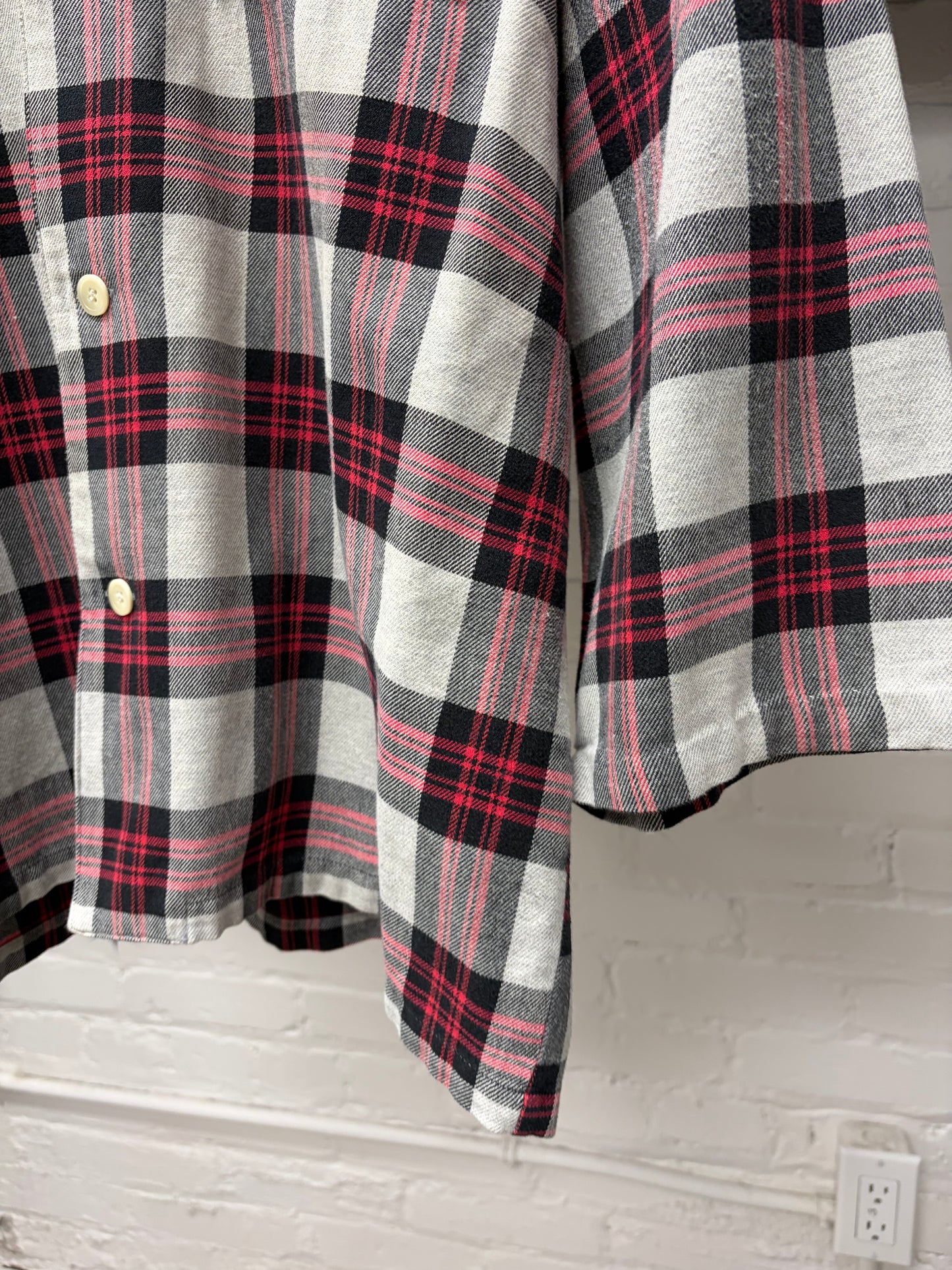 Y’Ssacs by Yohji Yamamoto Baseball Sleeve Plaid Shirt